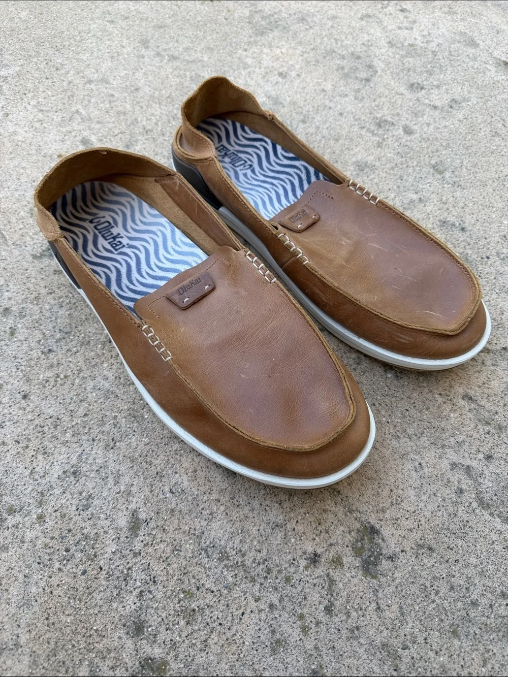 Olukai Kakaha Nia Tan Fox Leather Slip on Loafer Men's Size 13